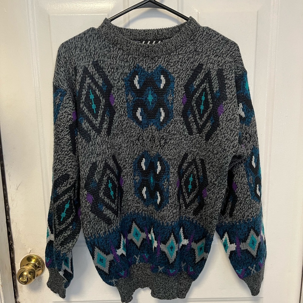 Nuovo New Forces vintage Geometric Knit Sweater small - runs oversized